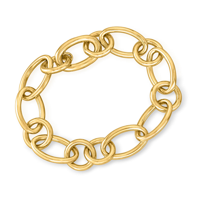 Roberto Coin 18kt yellow gold link bracelet with alternating oval and round links