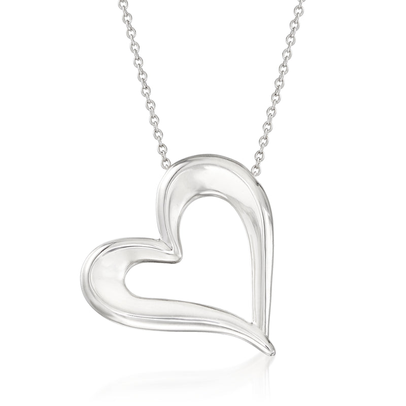 Judith Ripka sterling silver heart pendant necklace with curved open-heart design