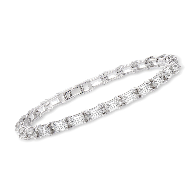 Sterling silver tennis bracelet with white topaz oval and round stones in a linked design