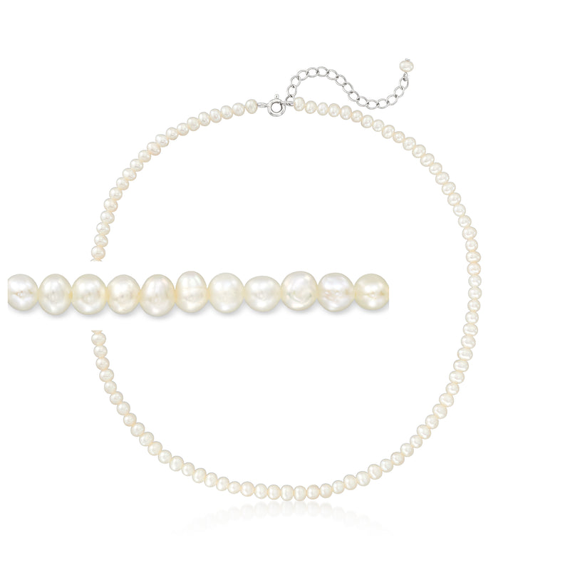 Cultured pearl choker necklace with sterling silver clasp and matching pearl strand