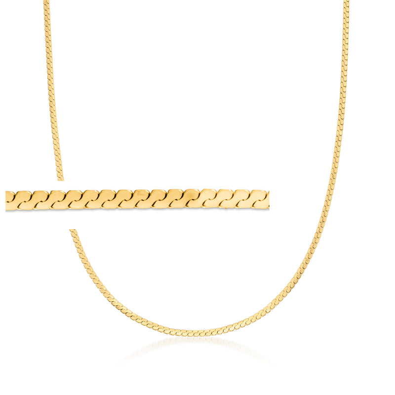 14kt yellow gold serpentine-chain necklace with small interlocking links
