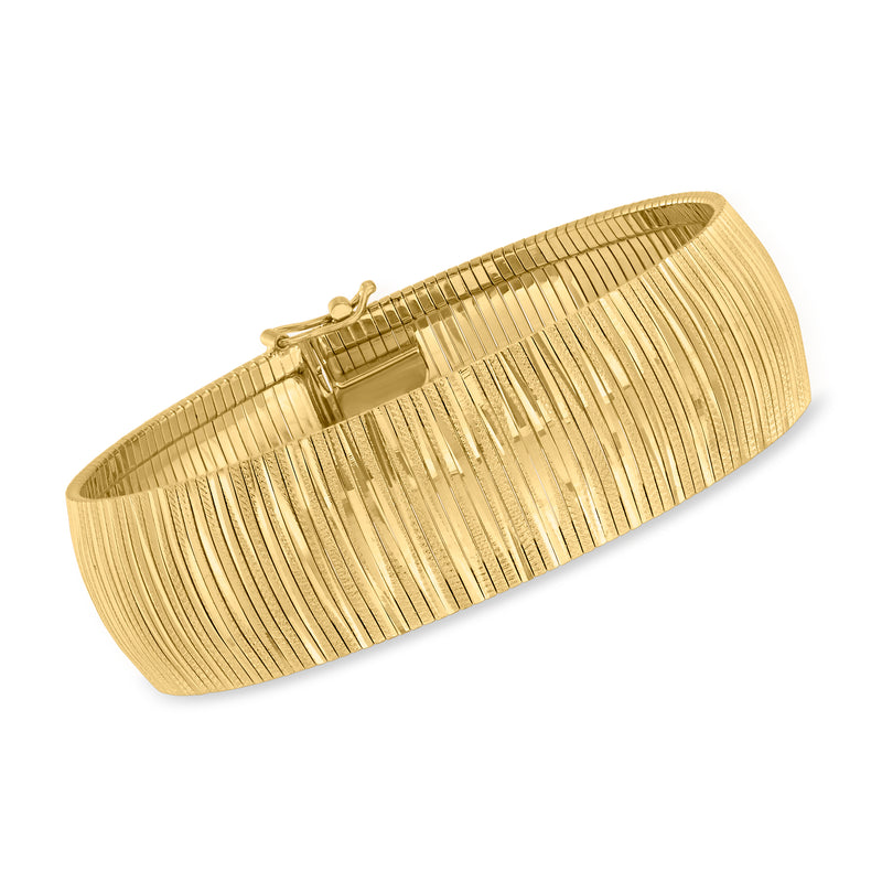 Gold-tone over sterling silver bracelet with hinged clasp and ribbed link design