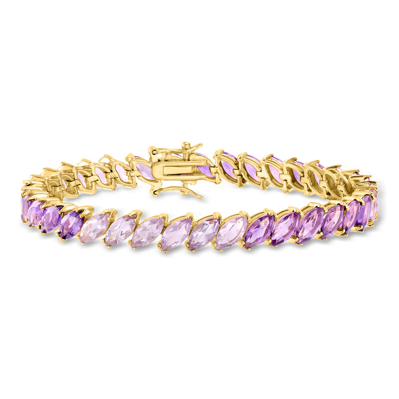 Ombre amethyst tennis bracelet in gold over sterling with oval purple stones