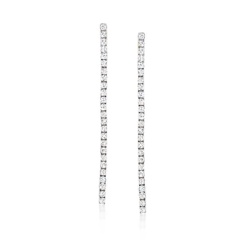 Diamond linear drop earrings in 14kt white gold, pair