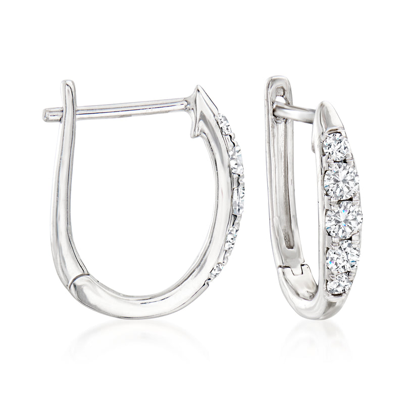 Sterling silver diamond huggie hoop earrings with pavé-set stones