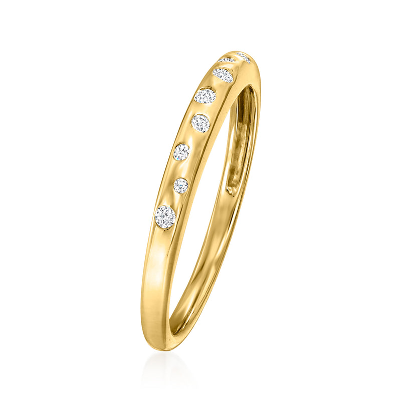 14kt yellow gold diamond dotted ring with round stones set along the band