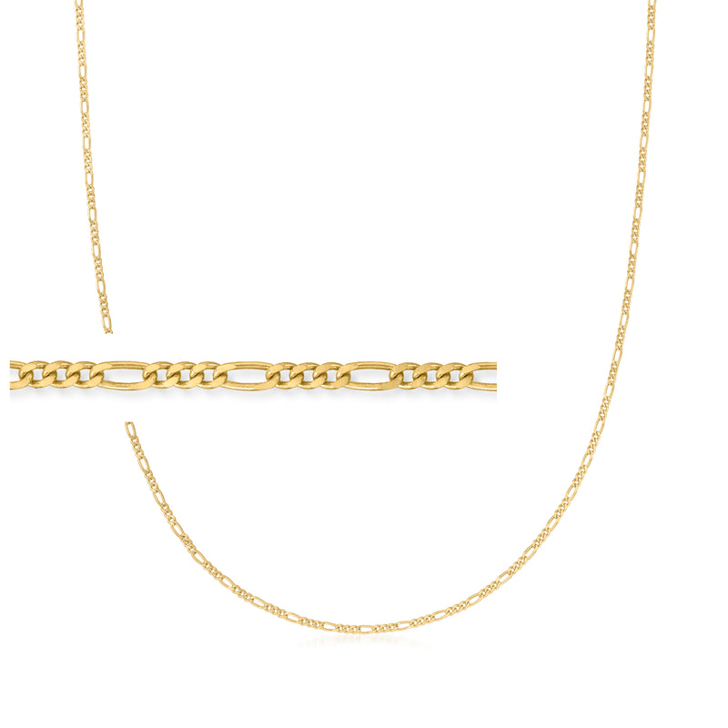 14kt yellow gold Figaro-link baby necklace with fine chain links