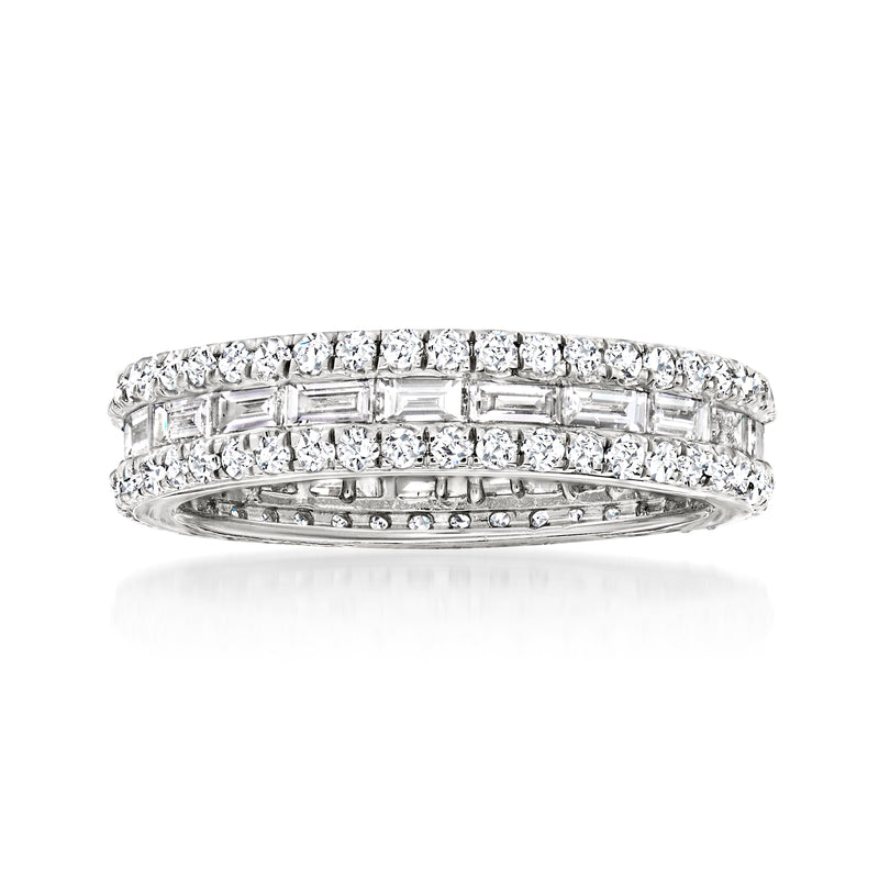 14kt white gold diamond eternity band with channel-set rectangular stones