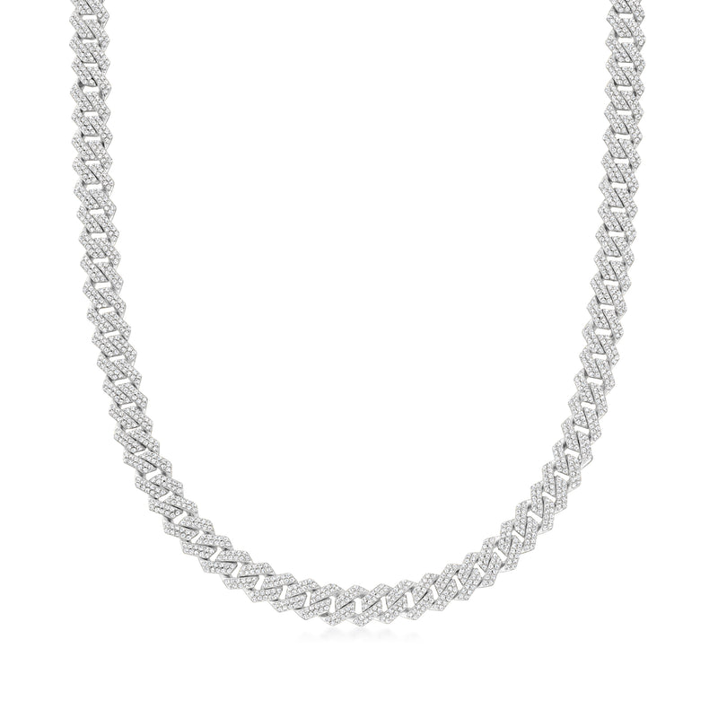 Sterling silver CZ link necklace with pavé set links