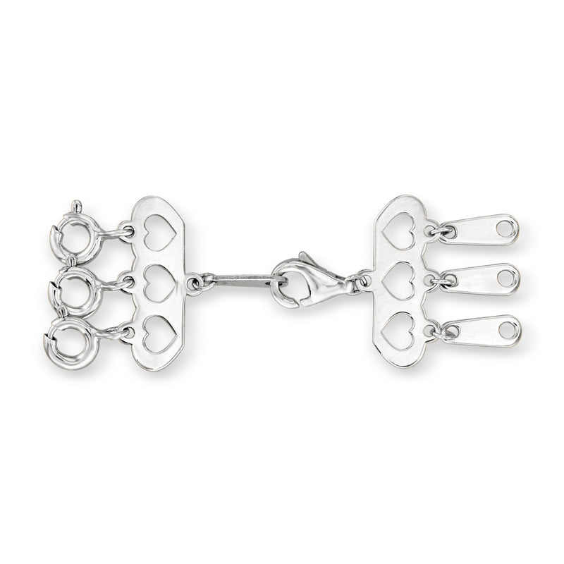 Italian 14kt white gold layering clasp with heart links and small lobster clasps