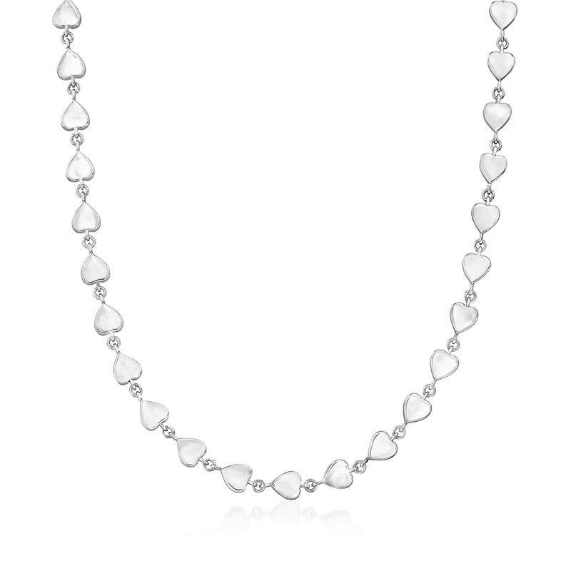 Sterling silver heart necklace with small linked heart charms