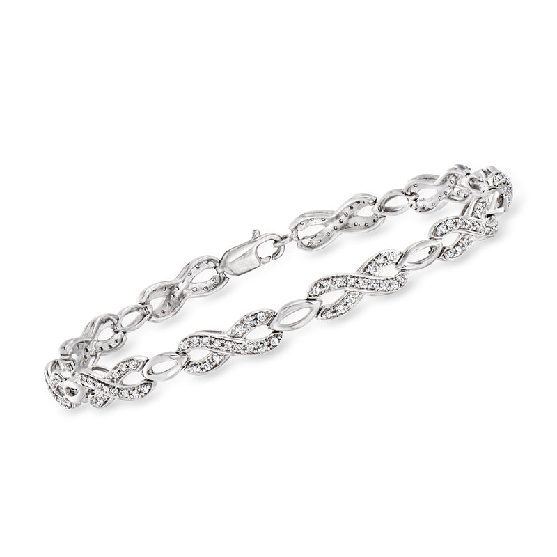 Sterling silver diamond infinity-link bracelet