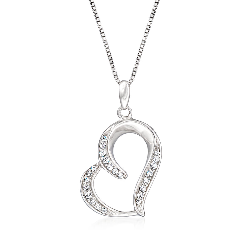 Sterling silver heart pendant necklace with diamond accents