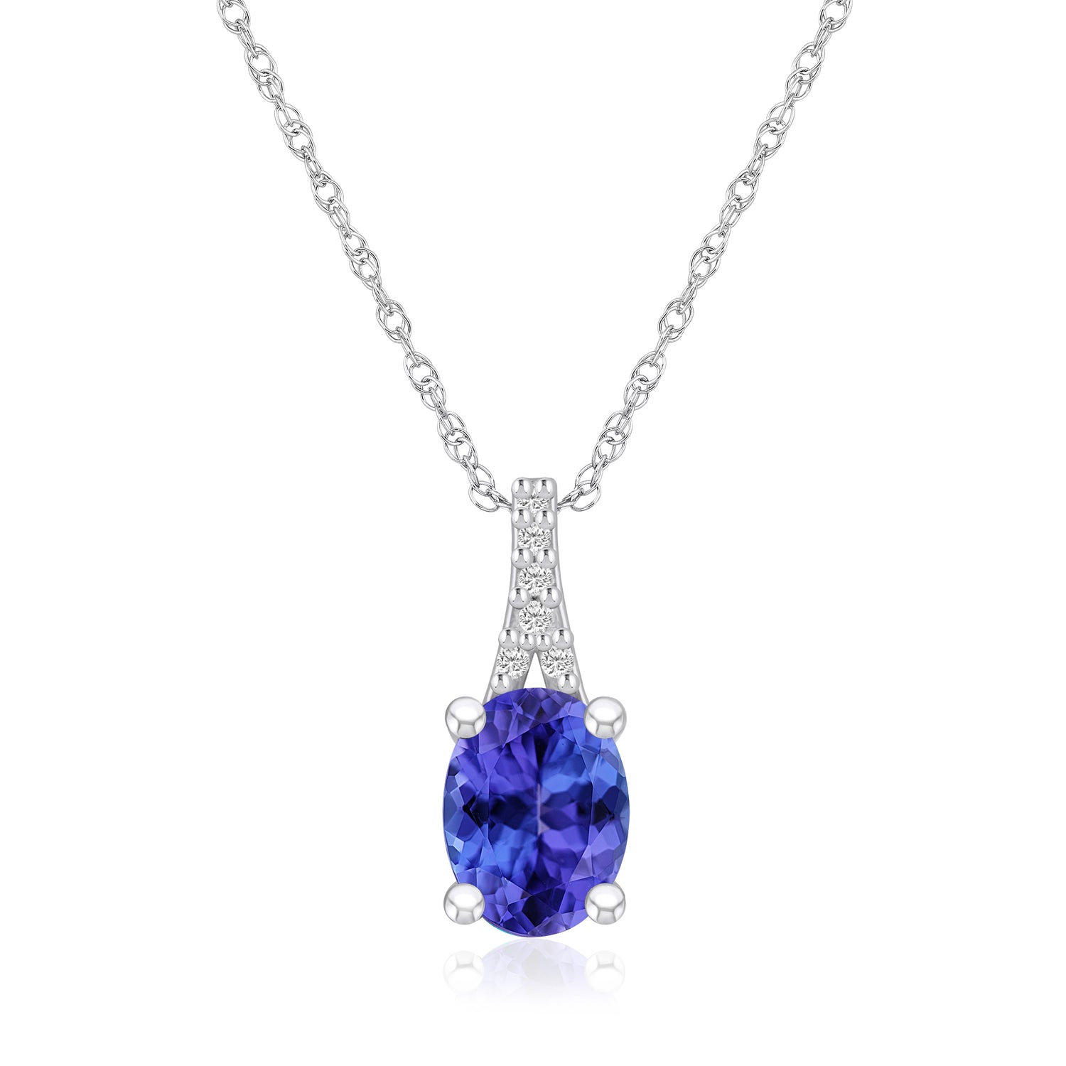 1.20 Carat Tanzanite Pendant Necklace with Diamonds in 14kt White Gold