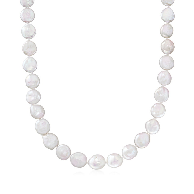 Cultured baroque pearl necklace with white 11–12mm pearls