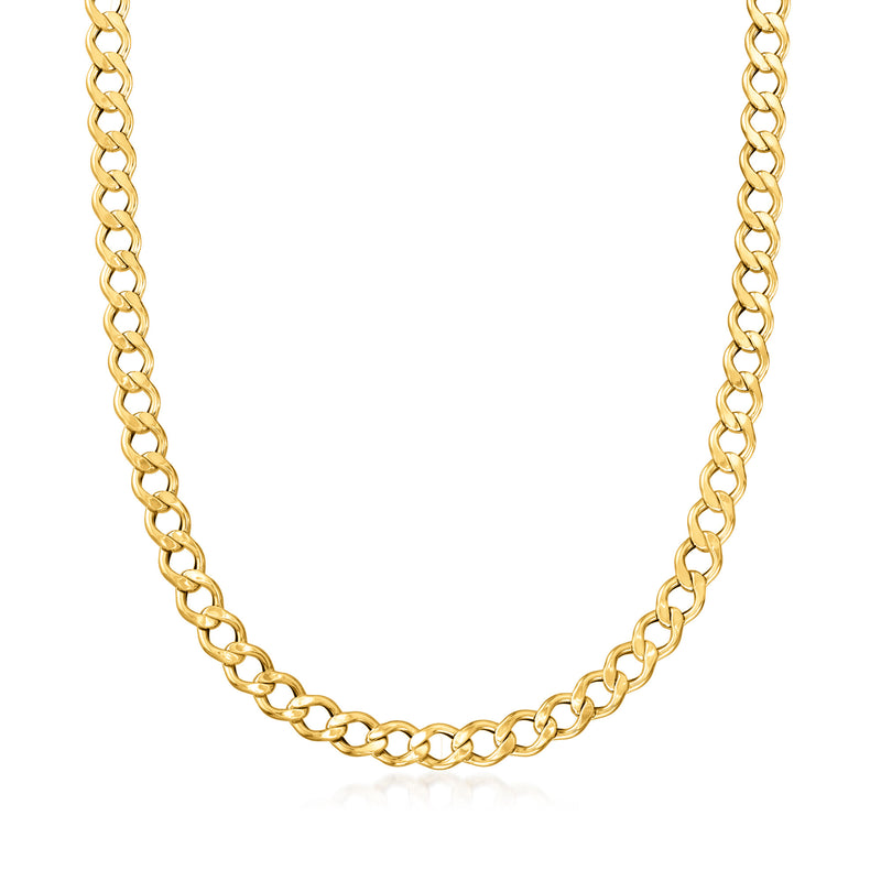14kt yellow gold curb-link necklace with oval modified links