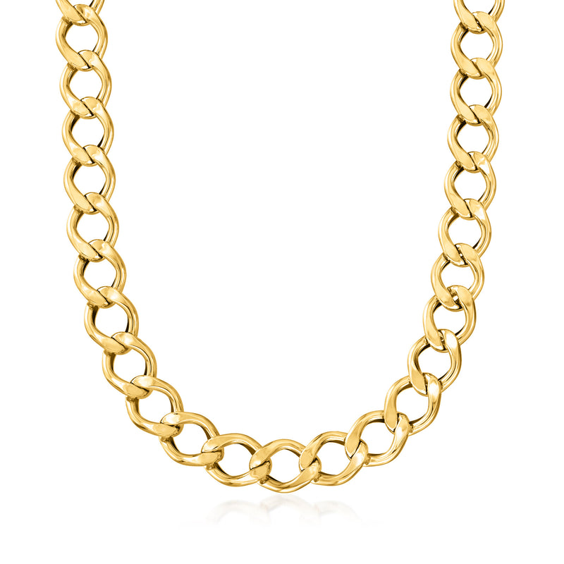 Yellow gold chunky curb-link necklace with interlocking oval links