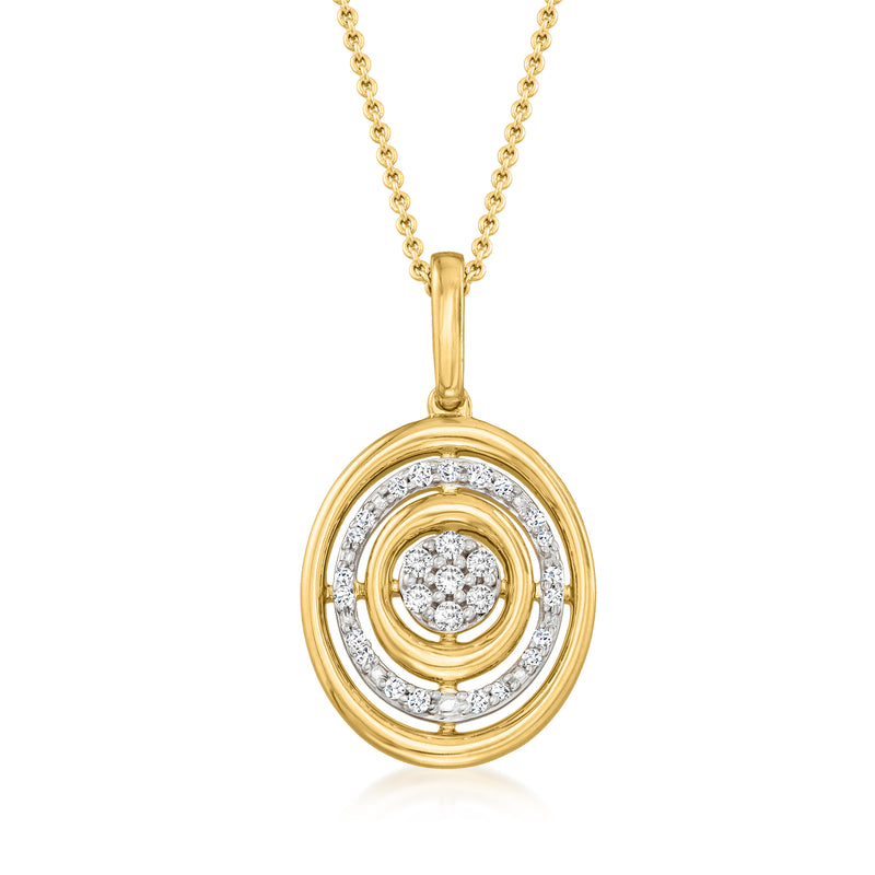 18k gold over sterling pendant necklace with round diamond cluster in double halo