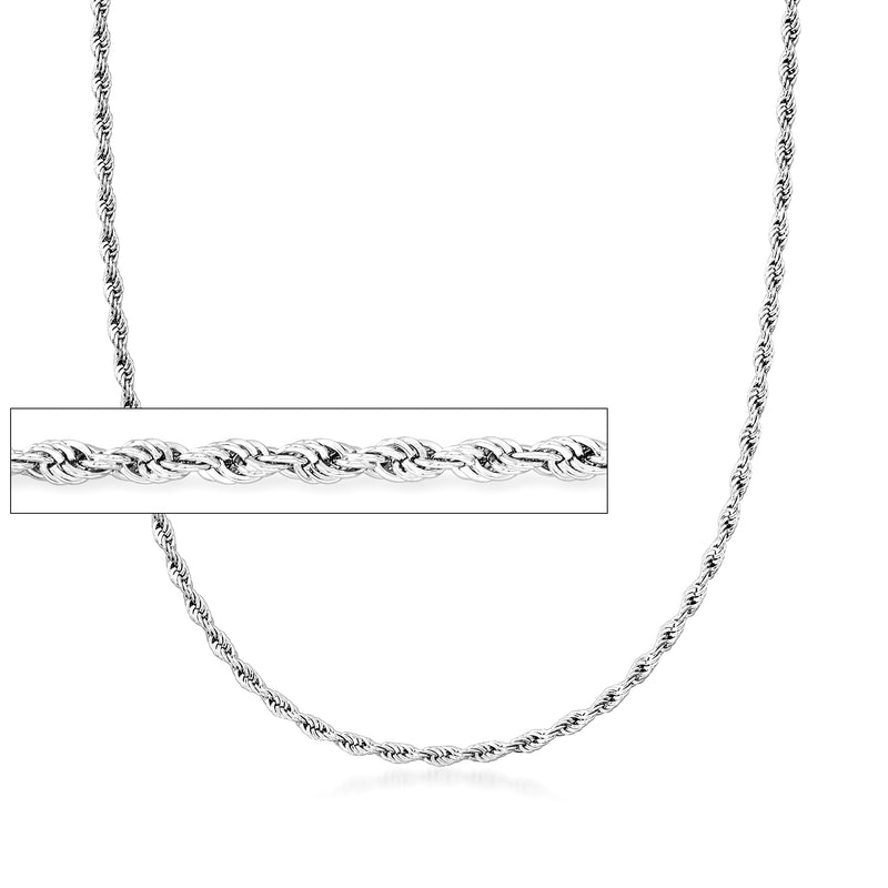 Sterling silver rope chain necklace with 3mm braided links