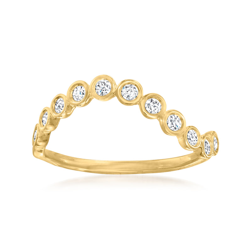 18kt gold over sterling wave ring with round diamond accents