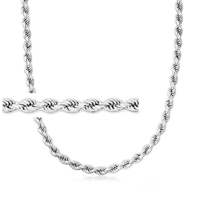 6mm sterling silver rope-chain necklace with twisted rope links, oval loop