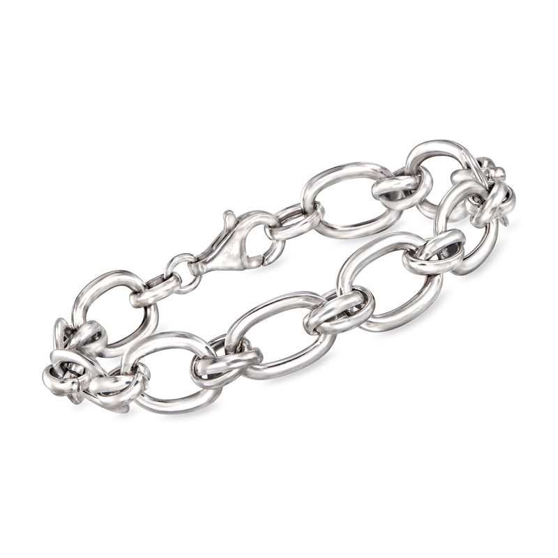 Italian oval-link sterling silver bracelet with interlocking oval links