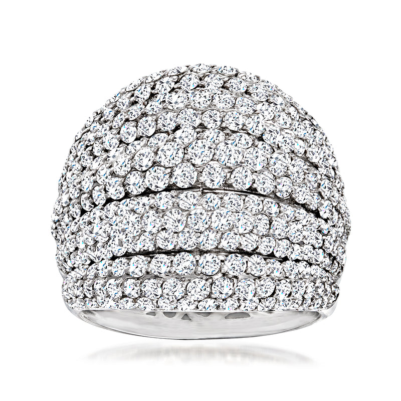 Diamond multi-row dome ring in 18kt white gold