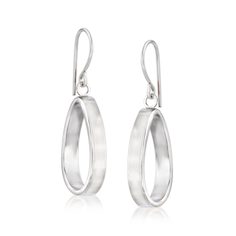 14k white gold teardrop hoop earrings with lever earwire