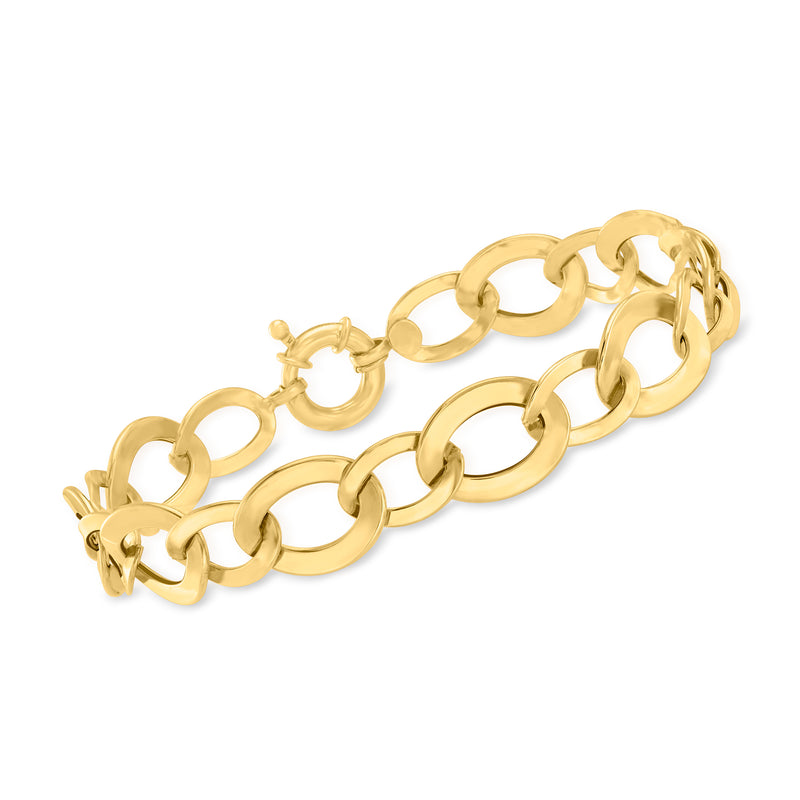 14kt yellow gold twisted oval-link bracelet with interlocking oval links