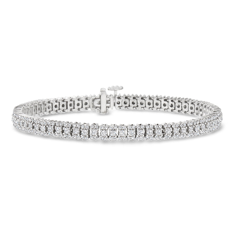 Sterling silver diamond tennis bracelet with round-cut stones and box clasp
