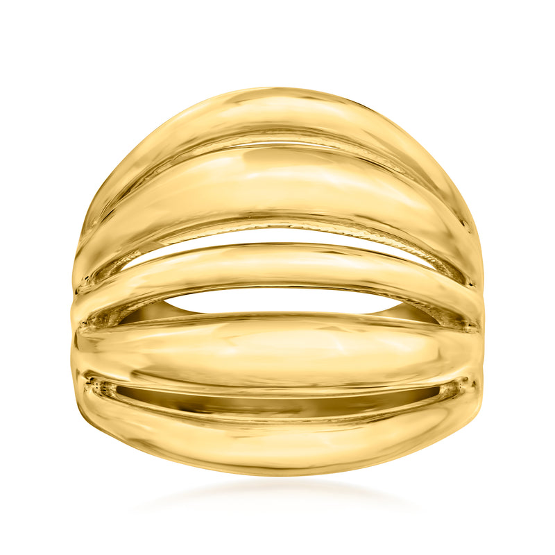 Yellow gold over resin multi-row ring with smooth, rounded band finish