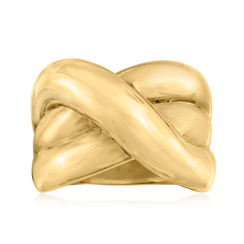 Yellow gold over resin knot-style ring with smooth twisted band