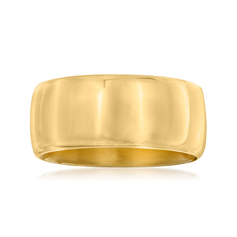 Polished yellow gold-tone resin ring with smooth rounded band