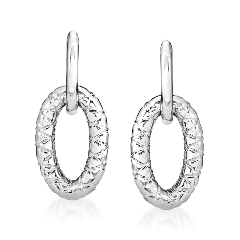 Judith Ripka sterling silver textured oval-link drop earrings with oval hoops
