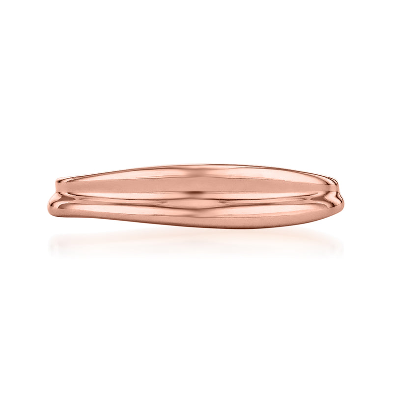 18kt rose gold oval dome ring with smooth polished top and side grooves