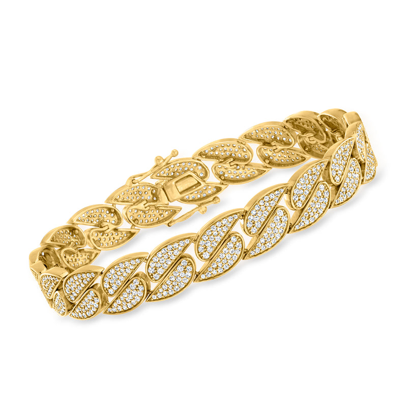 Chunky-link diamond bracelet in 18kt gold over sterling