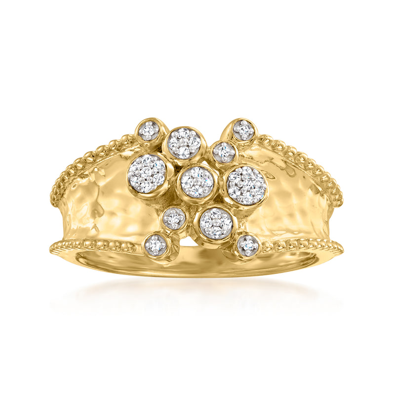 18kt gold bubble ring with clustered round clear diamonds