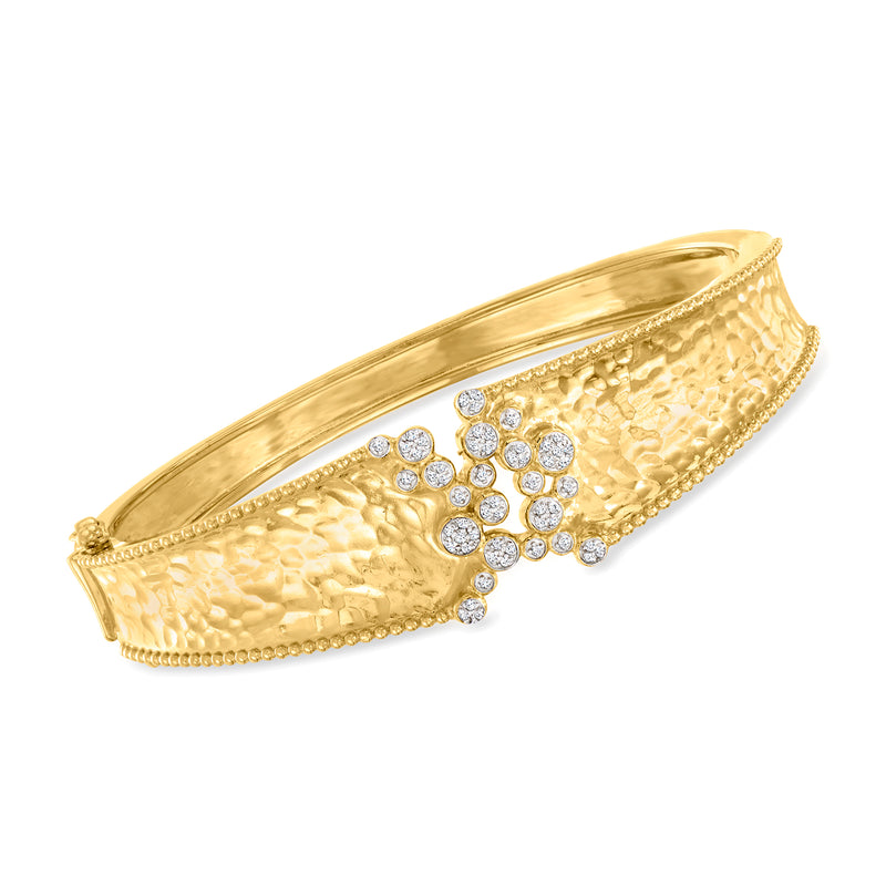18kt gold over sterling bubble bangle with clustered round clear stones