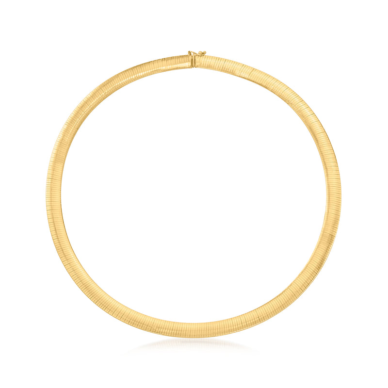 14kt yellow gold domed omega necklace with circular linked chain
