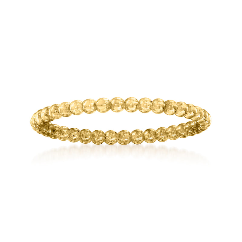 14kt yellow gold beaded ring with a continuous textured bead band