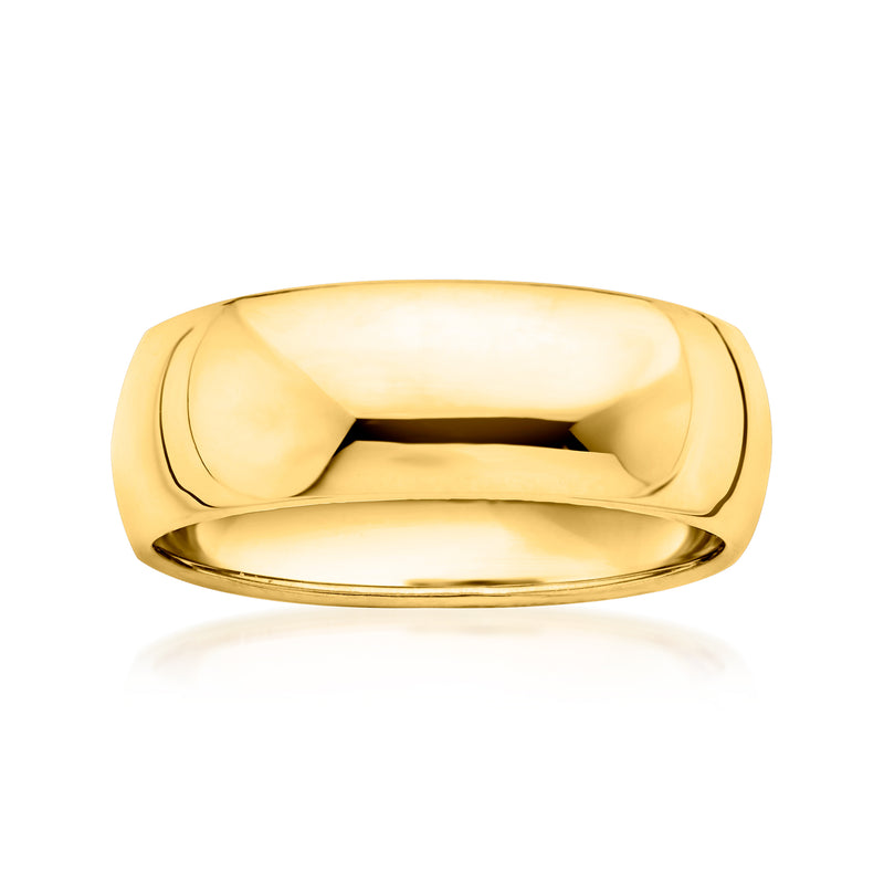 14kt yellow gold dome ring with smooth curved top and wide band