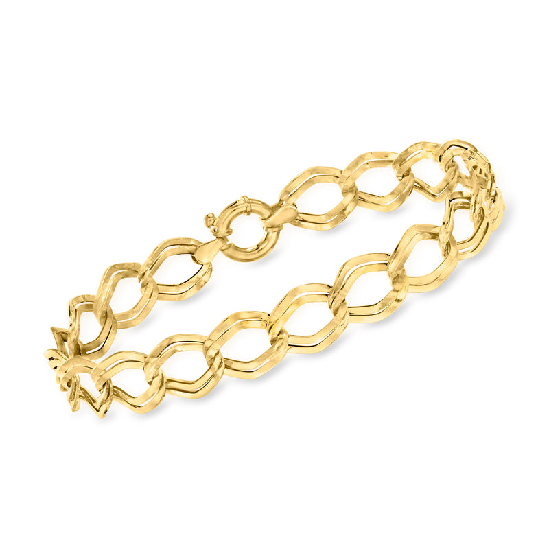 14kt yellow gold double-oval link bracelet with interlocking oval links
