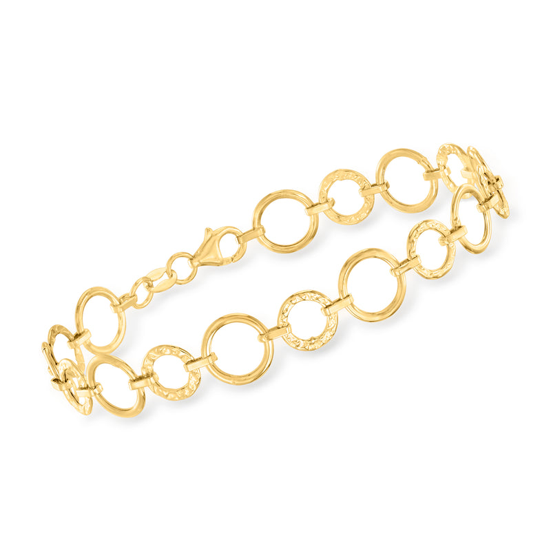 Yellow gold circle-link bracelet with secure clasp