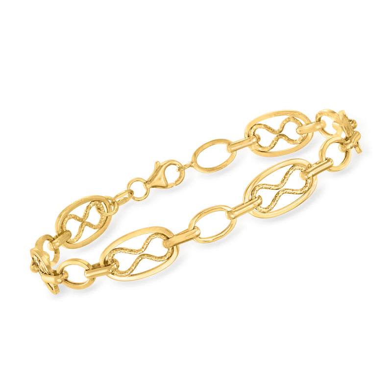 14kt yellow gold infinity-link bracelet with polished oval infinity links