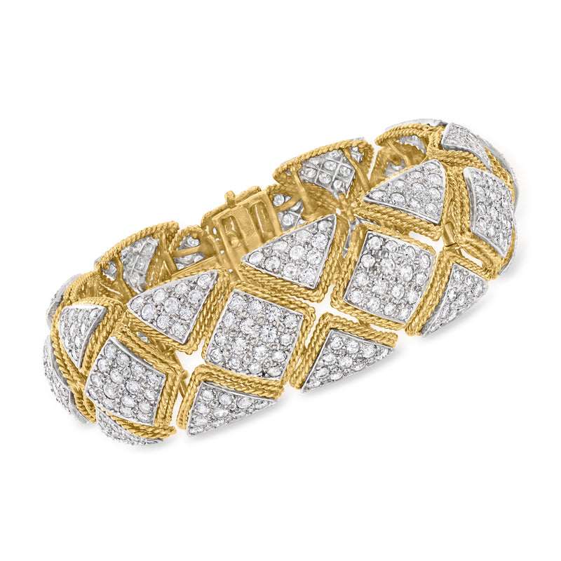 Diamond fancy bracelet with cushion-cut stones, yellow gold and platinum setting