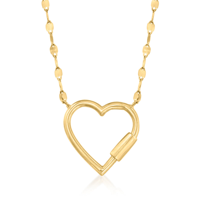 14kt yellow gold heart pendant necklace with linked chain