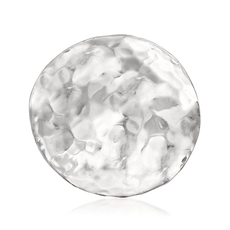 Sterling silver domed circle ring with hammered, dimpled texture
