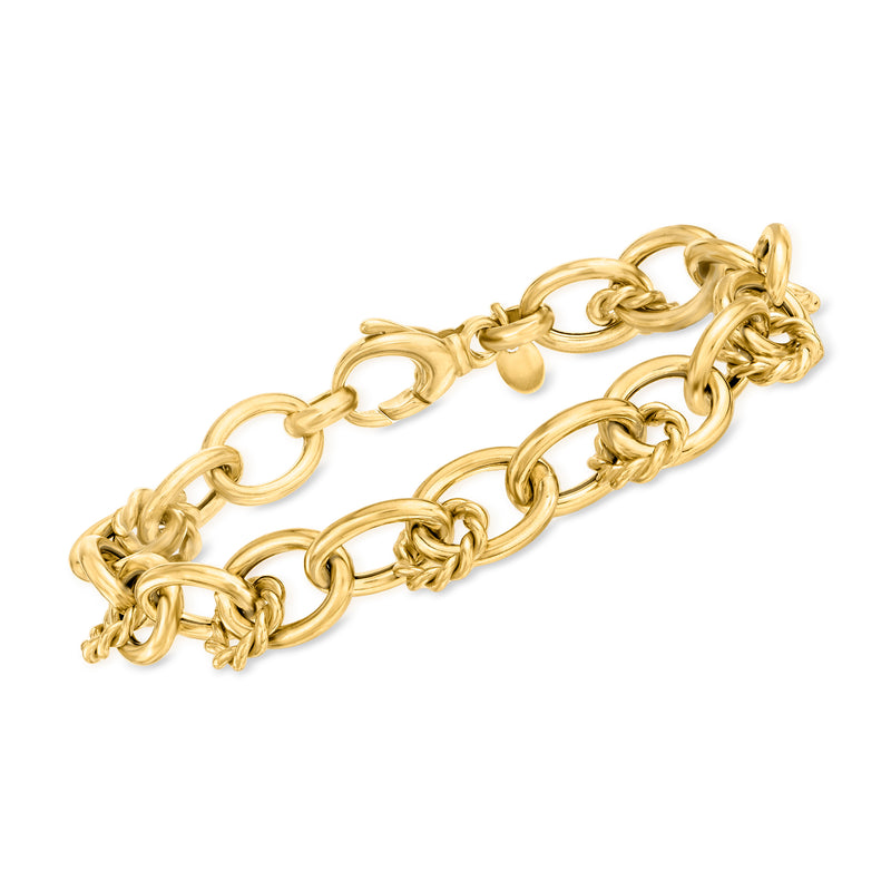 18kt gold over sterling bracelet with alternating twisted and oval-link chain