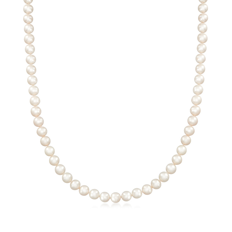 Cultured pearl necklace with 6-6.5mm white pearls, single-strand design