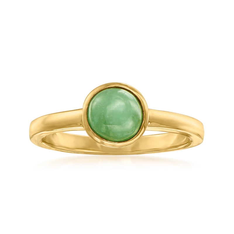 18kt gold over sterling bezel-set jade ring with round green gemstone center